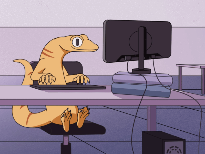 Lizard Typing Animation animation ill illustration motion graphics