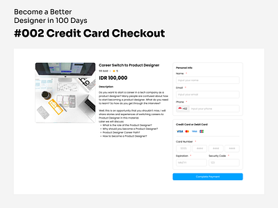 Daily UI Challenges: Credit Card Checkout #002 challenge checkout credit card credit card checkout daily ui payment product website