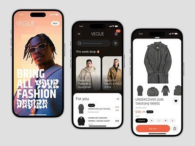 VEGUE - Fashion Store Mobile App app app design ecommerce ecommerce app ecommerce mobile fashion fashion app fashion mobile fashion store market mo mobile mobile design store style ui urban wear