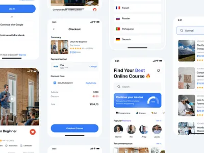 SkillUp - Online Course Mobile App android app app design course education ios iphone learn learning learning platform level up mobile mobile app mobile design online course study toko design ui kit ui8 uikit