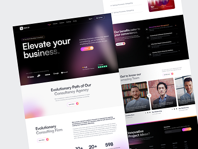 Business Consultant - Landing Page agency business company consultant dark digital effect glass gradient house landing marketing modern page profile saas software startup ui website