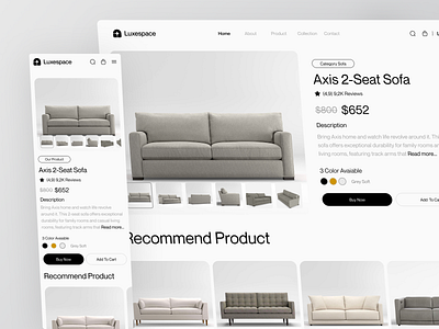 Detail Page - Furniture E-Commerce clean design detail page e commerce ecommerce furniture interface minimalist modern online shop online store responsive shop store ui ux web web design website
