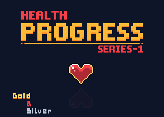 Health Progress Series #1 : Gold & Silver Hearts 2d animation asset pack branding design hearts hud humblepixelofficial pixel art platformer png sprites top down ui unity