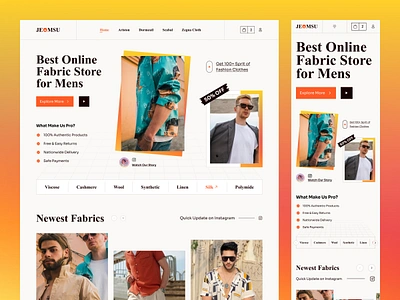 Fabric Online Store Website Design clothecommerce website ecommerce website ecommerce website design fabricecommerce website fashion website fashion website design mobile mobile responsive ui uiux web design web ui