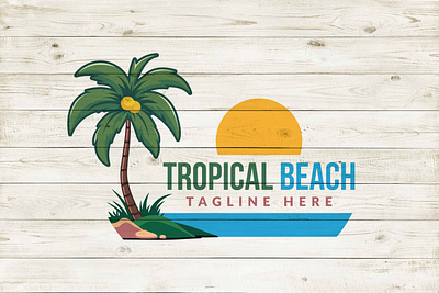 Tropical beach logo design vector aloha bali beach branding coast coconut design graphic design hawaii illustration island logo palm paradise sea sunset tree tropical vector