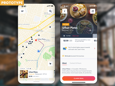 Amaze: Get rewarded for shopping locally bar business clean deal dining directions food ios map mobile navigation restaurants rewards shopping yelp