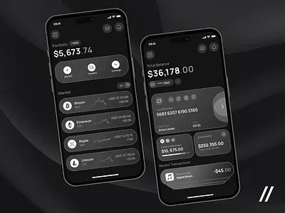 Crypto Wallet Mobile iOS App android animation app app interaction crypto cryptocurrency dark theme dashboard design finance fintech interface ios market mobile mobile app motion product design ui ux