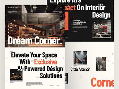 AI Personalized Interior Full Landing Page ai app architecture artificial intelligence branding brutalism building design graphic design illustration interior design landing page logo magazine typography ui ui ux ui visual design ux website