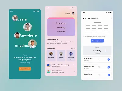e-Learning mobile android anytime app clean color design ios learning mobile pastel purple supiyandi ui ui design userinterface ux video website