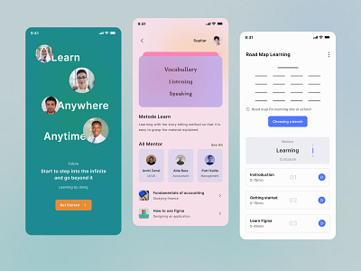e-Learning mobile android anytime app clean color design ios learning mobile pastel purple supiyandi ui ui design userinterface ux video website