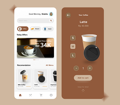 UI Design for coffee shop app app mobile coffee coffee shop ui design ui ux ux design