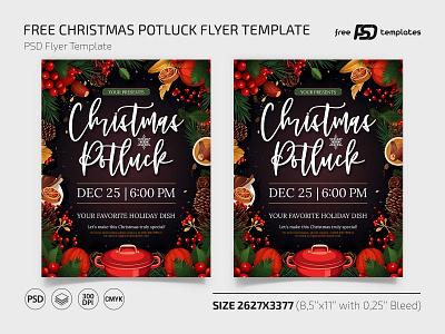 Free Christmas Potluck Flyer PSD Template christmas christmas potluck event events flyer flyers free freebie holiday holidays merry christmas photoshop potluck flyer print printed psd template templates winter xmas