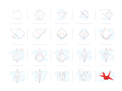 Origami. Paper Crane Instructions branding crane graphic design graphic designer handcraft illustration instructions logo origami paper crane