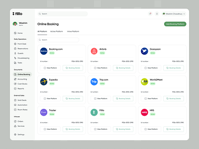 Hotel Management - Online Booking booking platform clean fillo design guests check inout hotel booking discount hotel management hotel services modern design online booking order reservation room rate saas services tasks uiux webapp webdesign