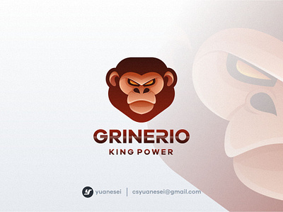 GRINERIO animal colorful design gorilla logo graphic design logo logotype modern monkey logo vector