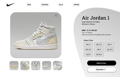 DAY-3 UI Design Challenge: Shoe Product Page Webpage design animation branding daily ui design design challenge graphic design nike ui