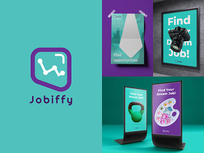 Jobiffy brand brand design branding colorful icon job jobiffy joyful logo mark pictorial search visual identity work