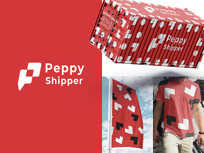 Peppy Shipper brand branding lettermark logo logotype mark p peppy red shipper shipping simple visual identity wordmark
