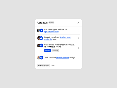 Updates Modal app bar clean components design design system figma landing page light mode mail minimalist modal notifications platform sidebar ui ui design ui kit updates widget