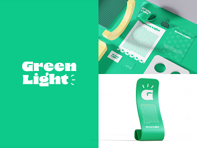 Green Light brand branding bulb eco energy green lamp lettermark light logo rays simple sustainable visual identity wordmark