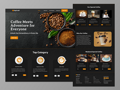 Coffee Website Design app design branding brewtifuldesign coffee coffee app coffee beans website coffee website darktheme website dropshipping ecommerce website graphic design shopify ui uiux uiuxdesign webdesign website website design website inspiration wordpress