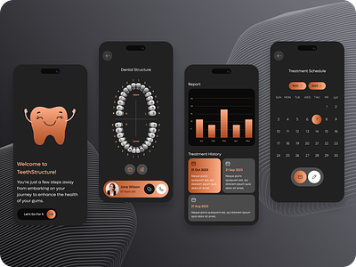 Dental UI Diagram and Treatment. app data dental dental health dentalcare design health ios minimal mobile mobile app product teeth user experience user interface