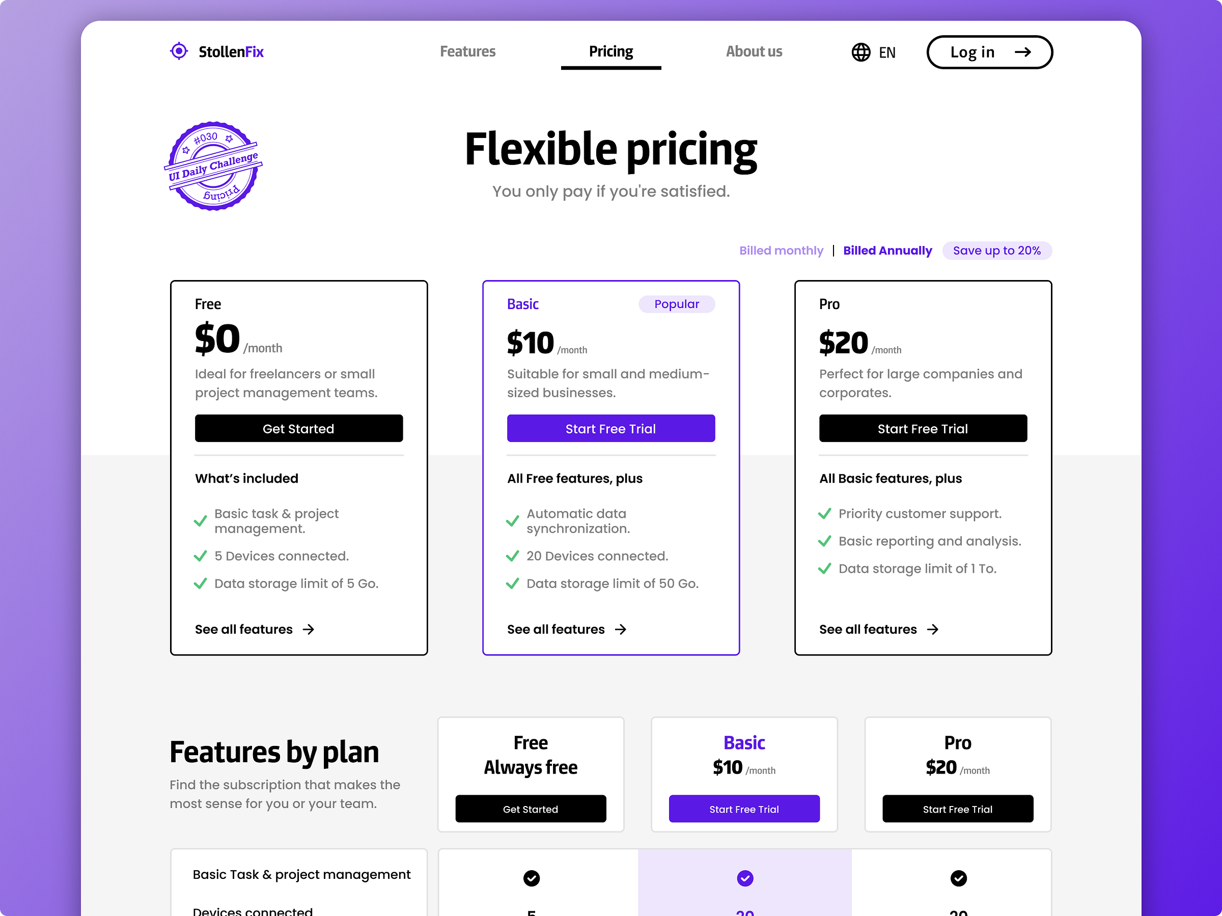 Pricing - UI/UX Design by Robin Drapeau on Dribbble