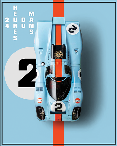 PORSCHE 917 #2 / 24 HEURES DU MANS | POSTER 24 hours of le mans 917 car classic car custom graphic design gulf gulf livery gulf oil historic iconic le mans lmp porsche porsche 917 poster racing