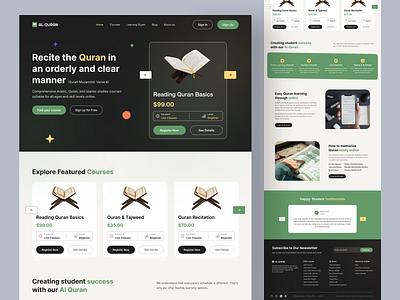 Quran Learning Platform artiflow courses education elearning platform halal islamic app islamic website landingpage design learning website minimal web design muslim website online class online quran learning online quran tutor website product design quran school uiux design web design web uiux design