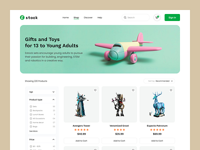 Kid's Toy - Store Page artiflow ecommerce ecommerce kid ecommerce website halal halal design inner page kids landing page online shop online shopping online store product design shop page toy store online toy website toys uiux design web design