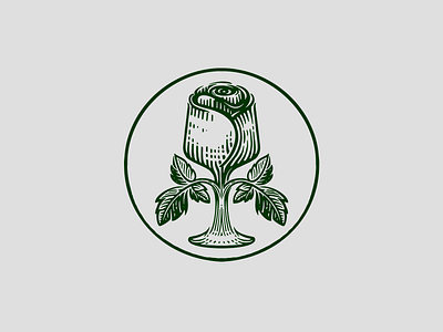 Leto engraving flower illustration logo logotype nature restaurant rose wine wineglass