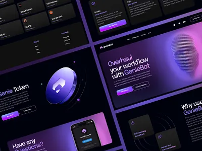 GenieBot AI Tool 3d ai crypto design landing landing page design landingpage product startup ui uiux web web3 website