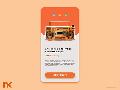 Modern Product Detail Screen - Daily UI Design #60 app challenge daily design graphic design loudspeaker old orange speaker ui ux vector vintage