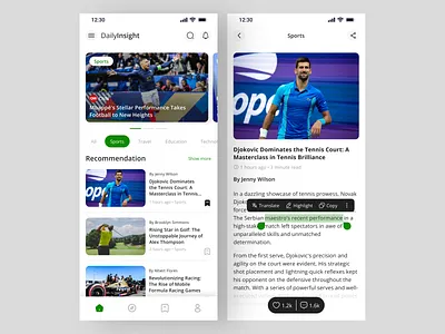DailyInsight - News Mobile App clean mobile app news app ui ui design uiux userinterface