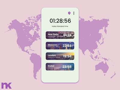 World Clock Screen - Daily UI Design #72 challenge clock daily dailyui design graphic design ui world