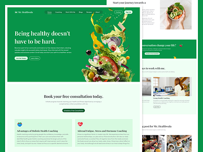 Health Therapist - Home Page body care branding care doctor food graphic design green health health care homepage landing page lifecare logo minimal monitor health online therapist ui