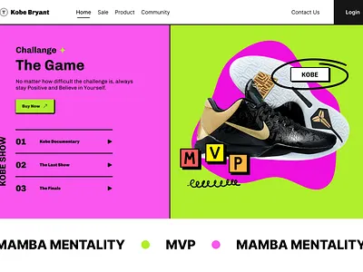 Landing Page - Kobe Shoes basket brutalism kobe lakers landing page neubrutalism web design