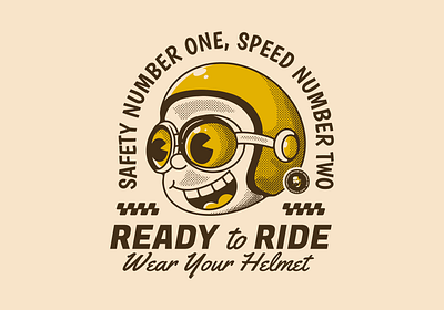 Ready to ride adipra std adpr std hellm mascot helm character helm chracter heml character riding style vintage art