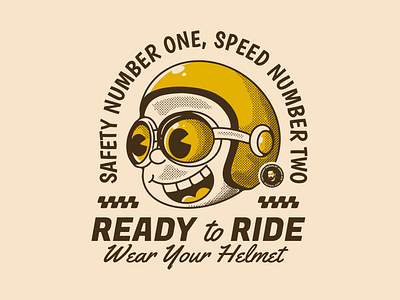 Ready to ride adipra std adpr std hellm mascot helm character helm chracter heml character riding style vintage art