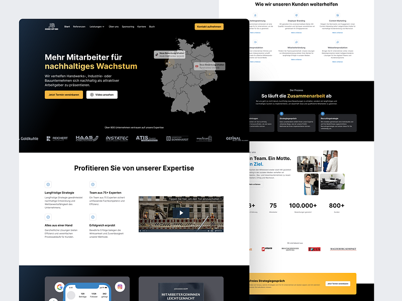 Redesign for Johannes Bopp landingpage recruiting recruiting agency social media marketing webdesign webflow webflow page website