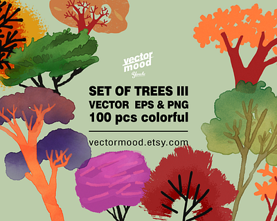 Vector tree set ♥️🌳 art asset bundle design graphic design illustration vector