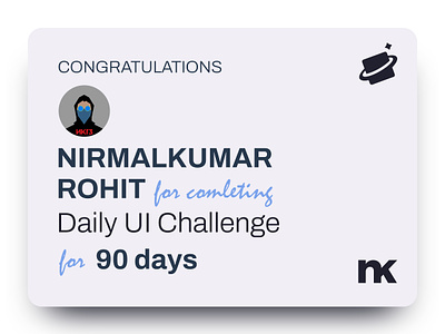 Challenge Completion Certification - Daily UI Design #90 certificate challenge daily dailyui design ui