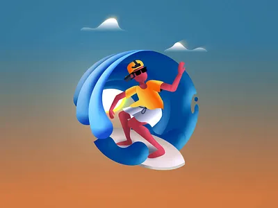 Gliding with style 2d after effects animated animation animator character character animation easy motion motion graphics sea summer sun surf surf board surfer surfing water