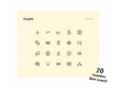 20 Crypto Icons - Iconuioo adobexd bitcoin chip crypto figma icon pack icon set icons illustrator line icons marketing icons presentation icons sketch stroke icons svg icons