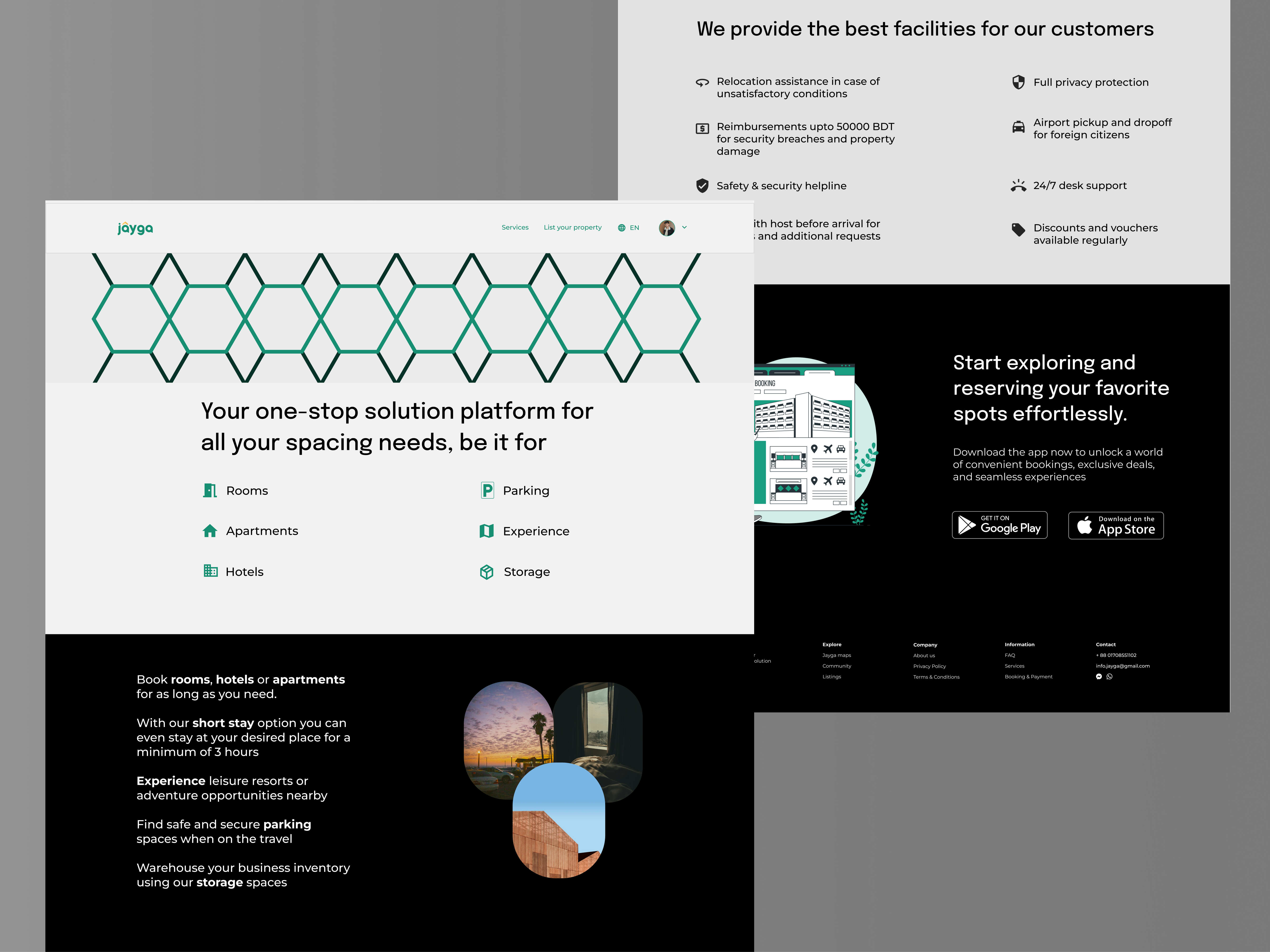 Jayga Web : A versatile place/space booking platform apartments app booking color palette facilities illustration landing minimal project rooms services theme trendy typography ui user dashboard user friendly ux vector web design