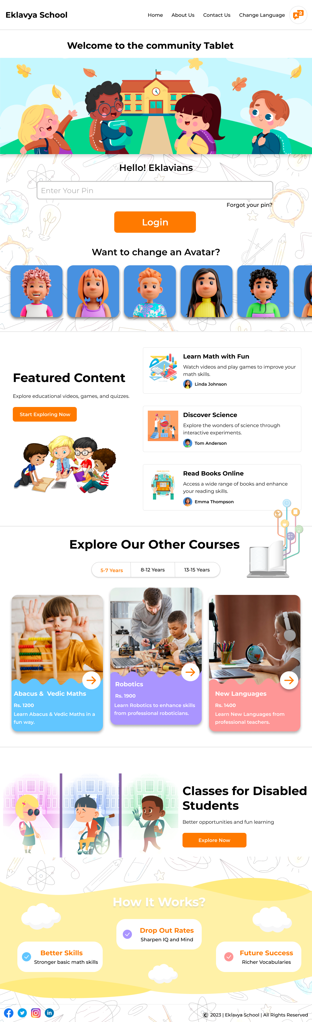 School Website education landing page school ui uiux design website