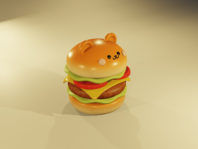 3D Cute Hamburger 3d 3d burger 3d modeling blender character hamburger character modeling render character