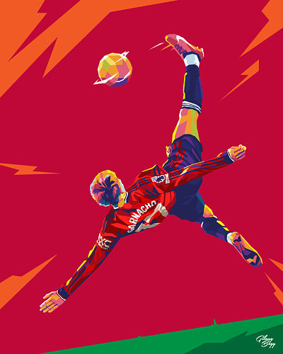 Iconic goal from Alejandro Garnacho artwork colorful fan art football garnacho illustration illustrator soccer sport wpap
