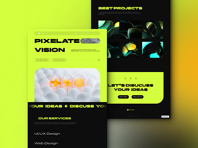 Pixelate Vision- Digital Agency Website agency design digital agency landingpage minimal minimalist portfolio product design services typography ui ux web design website