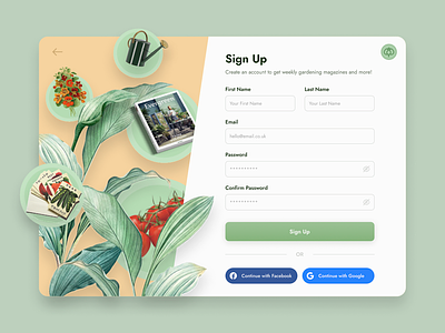 Signup Page for a Gardening Store - Web Design design figma gardening plants signup page ui ui design ux ux design web design website